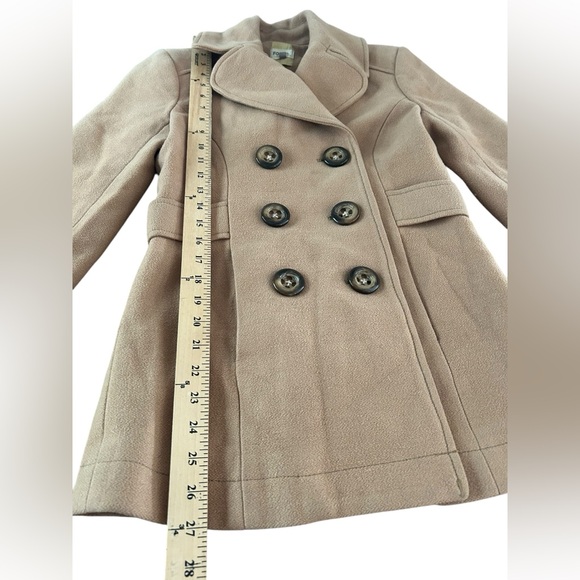Fossil Tan Peacoat Wool Blend Size XS "50% Modern 50% Vintage" Button Closure - Picture 10 of 13